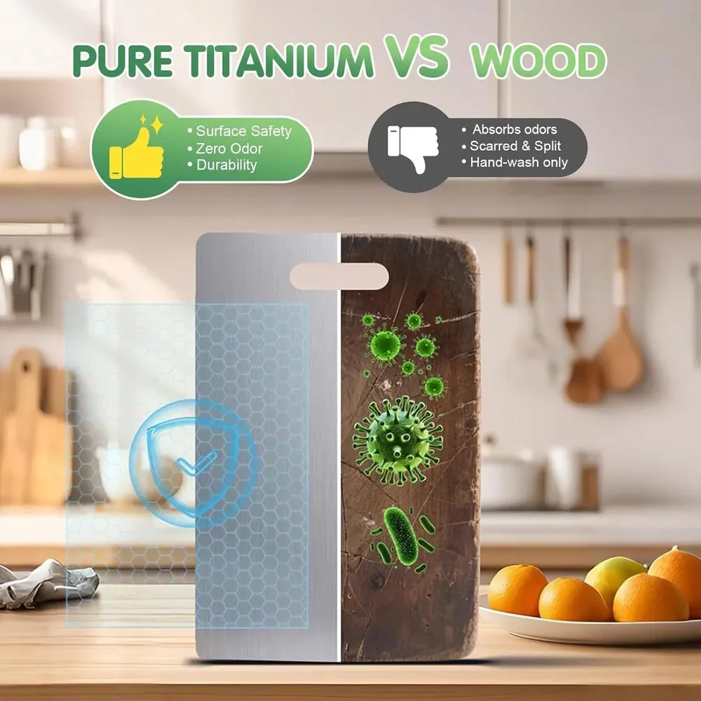 Titanium Cutting Board 12x9 – Pure, Non-Toxic, Reversible & Easy to Clean